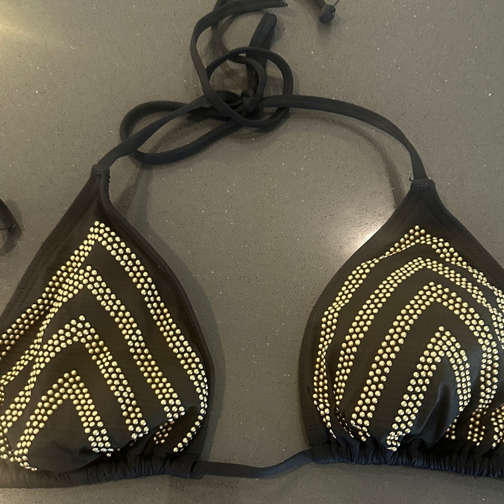 l*space Black Bikini Top with Gold Stud Arches